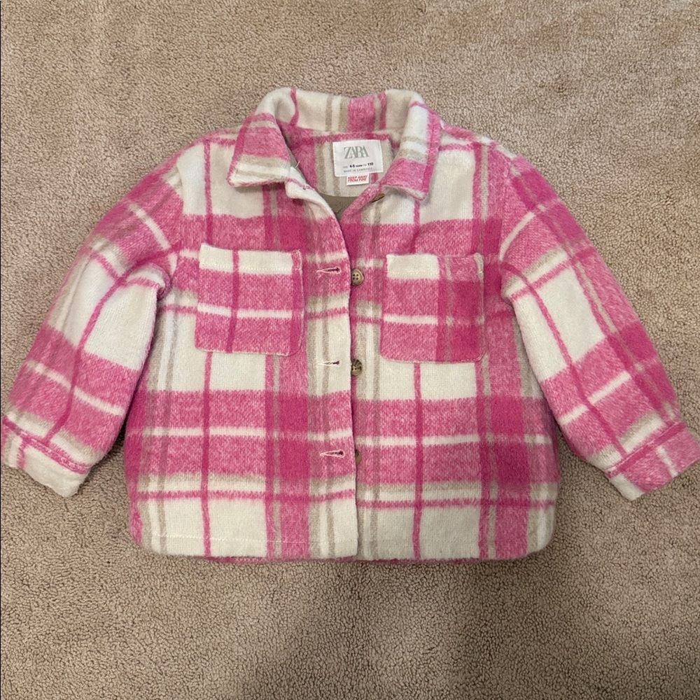 Zara Pink and Cream Checkered Jacket